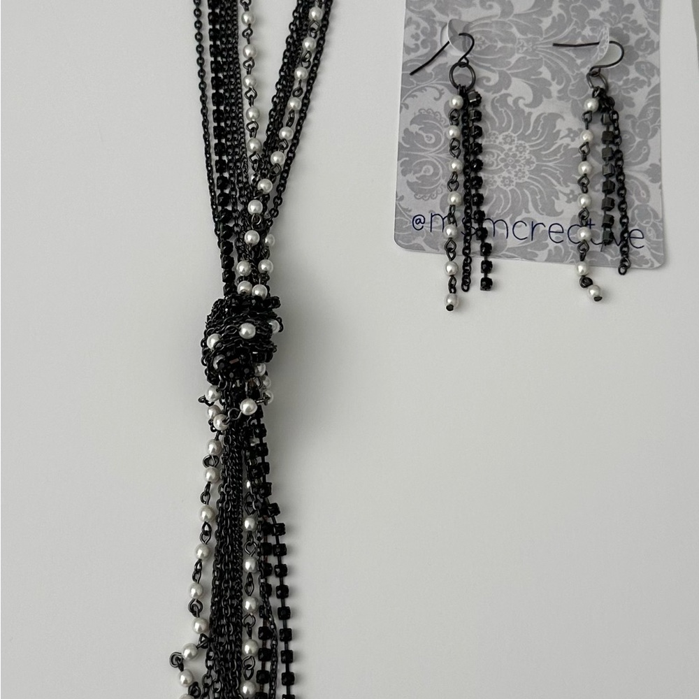 Cookie Lee Black and White Beaded Necklace Set